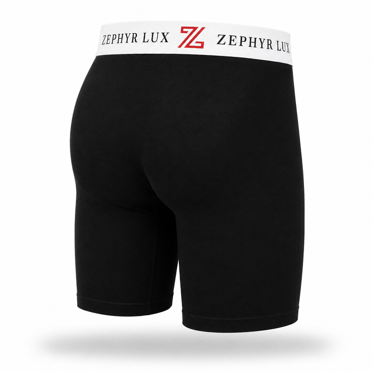 Zephyr Lux black long-leg boxer brief rear and side view
