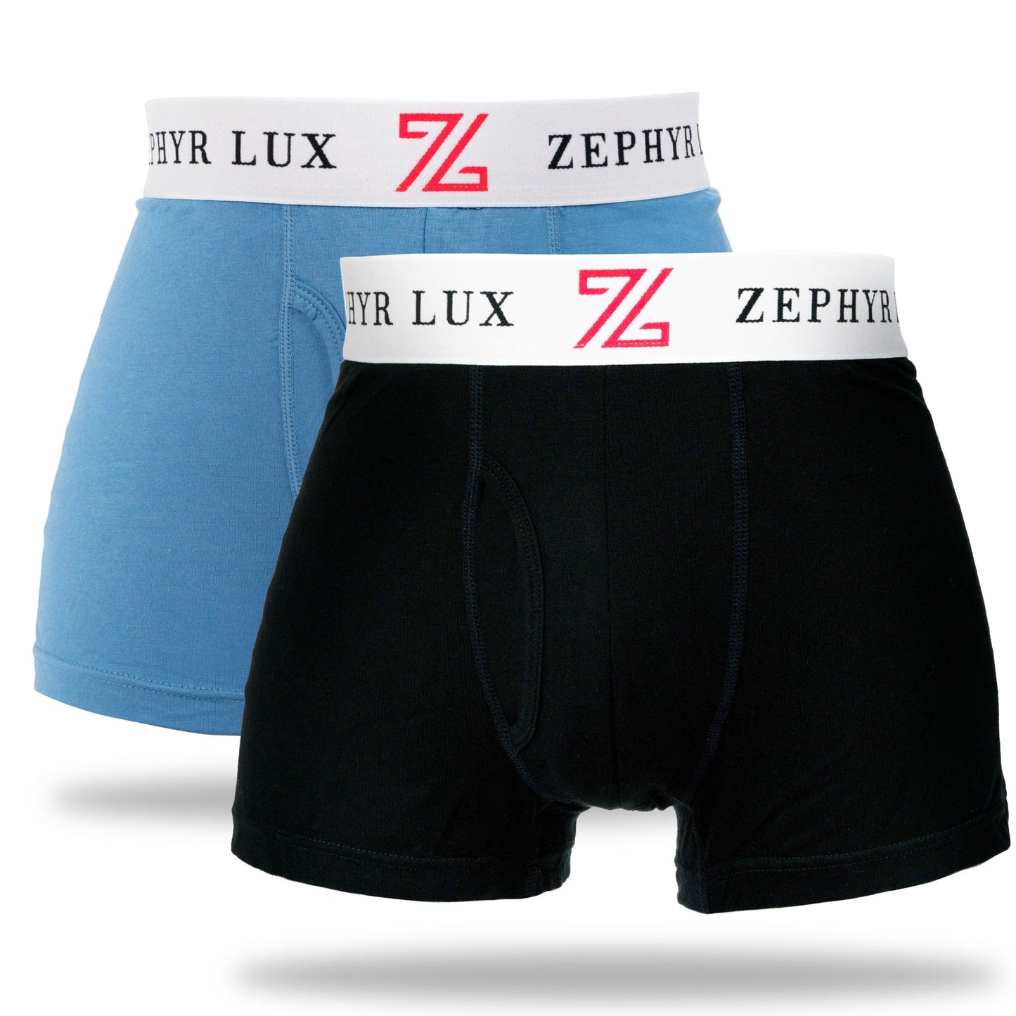 Zephyr Lux blue and black short-leg boxer brief two-pack